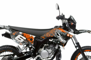 Kit Déco Autocollants Motocross Pour Rieju MRT 50 (2009-2021) – Design Noir Et Or, Complet