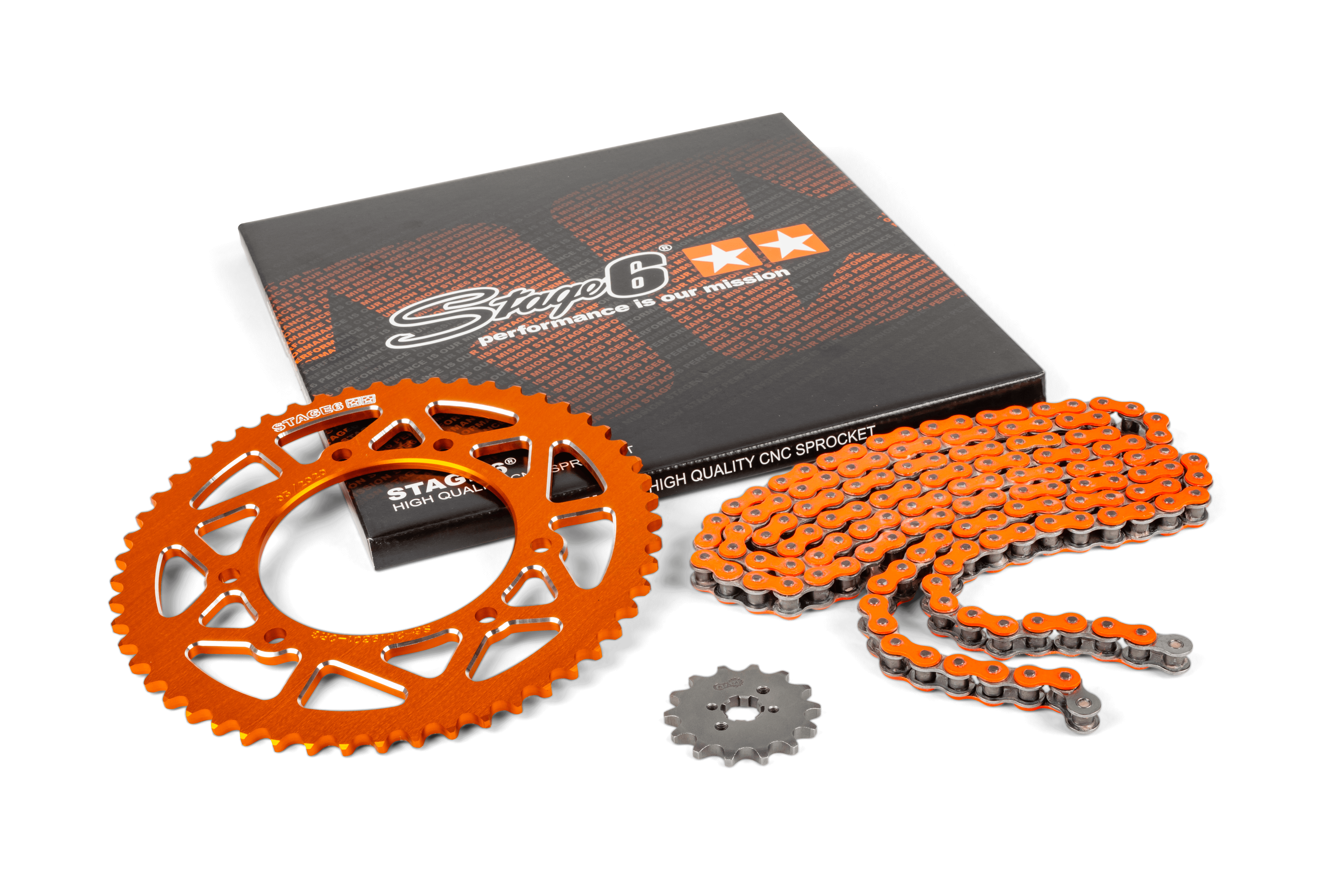 Chain Kit 14×53 – 420 Stage6 alu CNC Orange Derbi DRD Pro – Stage6
