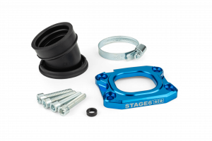 Ansaugstutzen Stage6 360° AM6 / Derbi blau für PWK 30 - 36mm
