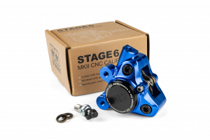 Bremssattel vorn Alu CNC Stage6 Minarelli / Piaggio / Peugeot blau