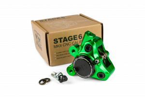 Front Brake Caliper CNC alu Stage6 Minarelli / Piaggio / Peugeot green