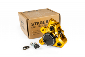 Bremssattel vorn Alu CNC Stage6 Minarelli / Piaggio / Peugeot gold