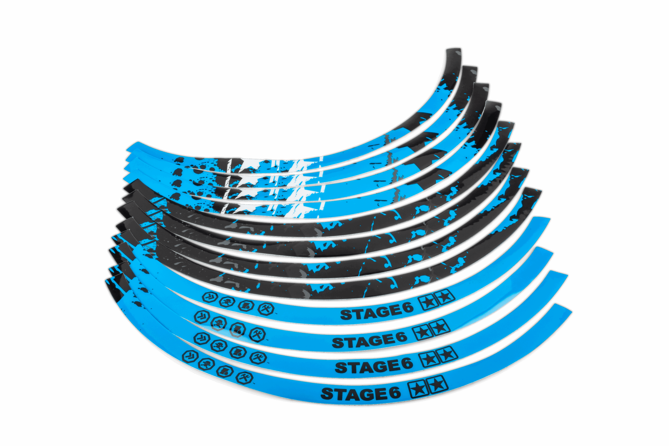 Felgenaufkleber 13" Stage6 blau / schwarz