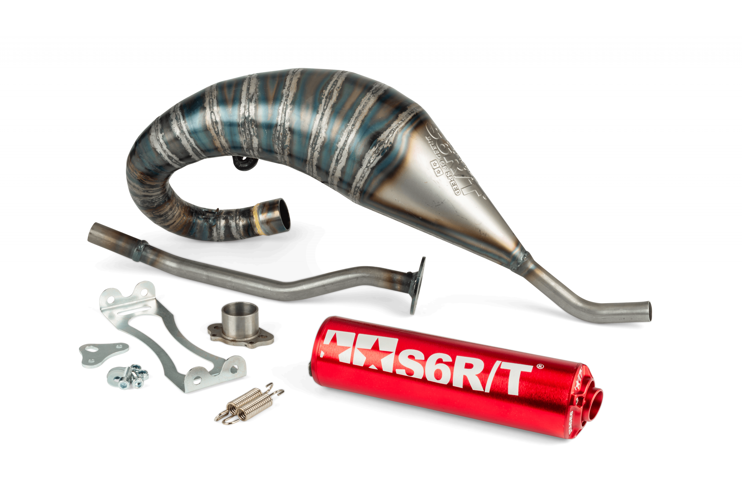 Auspuff Stage6 R/T 70 - 80 high mount Derbi Rot